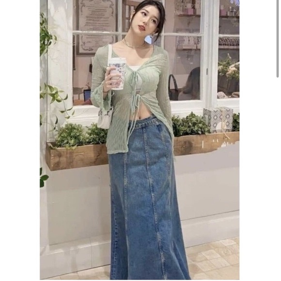 Zara BLOGGERS FAVE DENIM HIGH WAIST MAXI LONG JEAN SKIRT SPRING SUMMER MUST HAVE - Picture 3 of 14